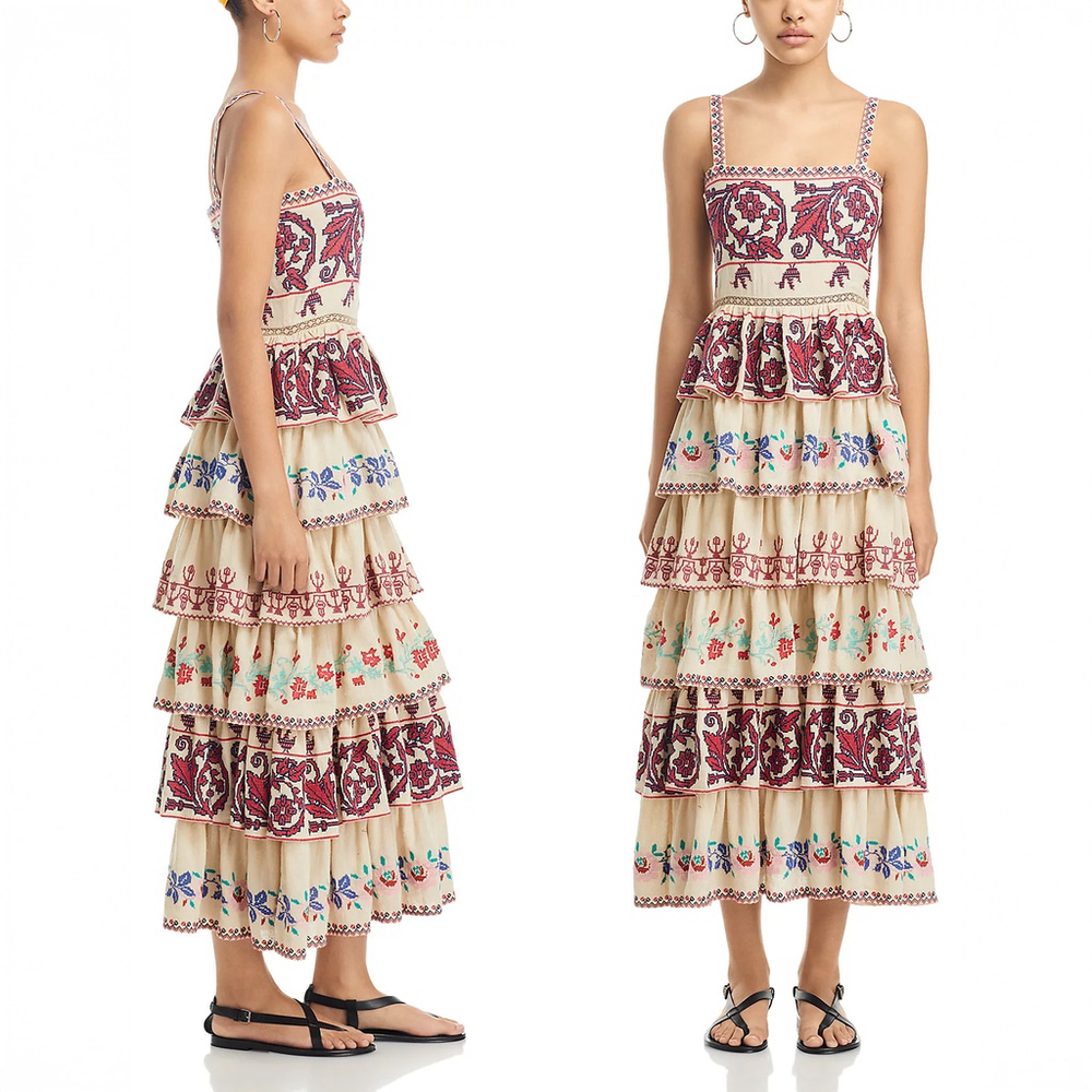 NWT SEA New York Ramona Embroidered Ruffled Dress in Multi $725 - Size US 2 - XS - Picture 9 of 10